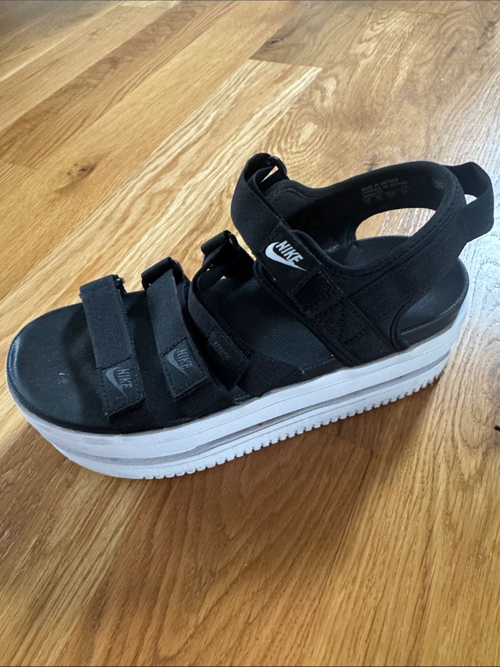 Nike Black and White Platform Strappy Sandals